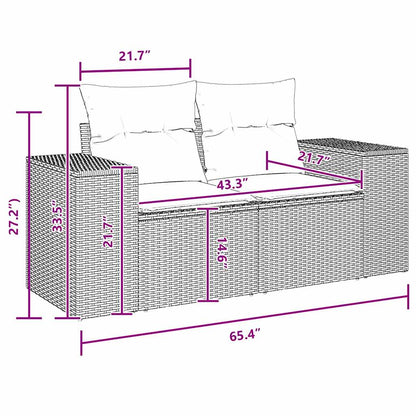 Set Divano da Giardino con cuscino 9 pcs Nero polyrattan