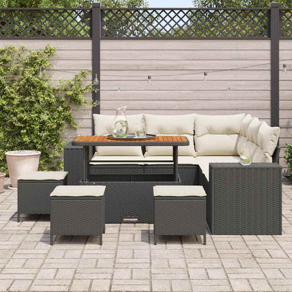 Set Divano da Giardino 9 pcs Nero polyrattan - homemem39
