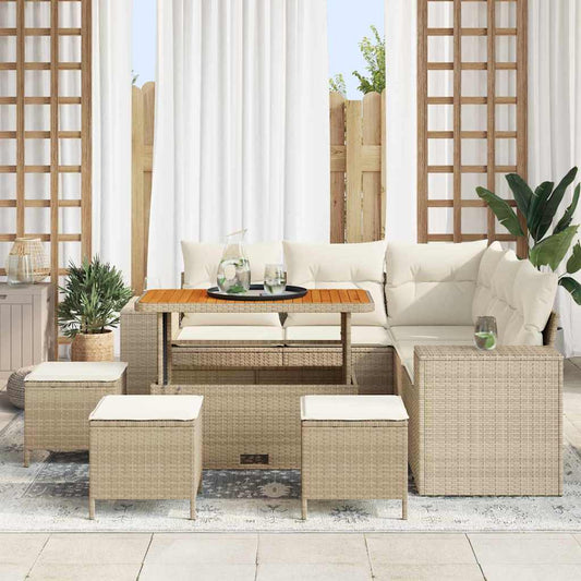 Set Divano da Giardino 9 pcs Beige polyrattan - homemem39