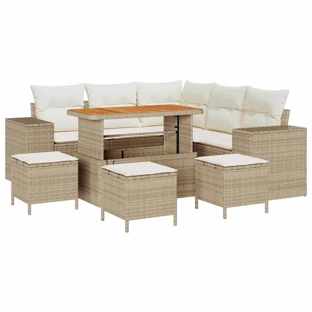 Set Divano da Giardino 9 pcs Beige polyrattan - homemem39