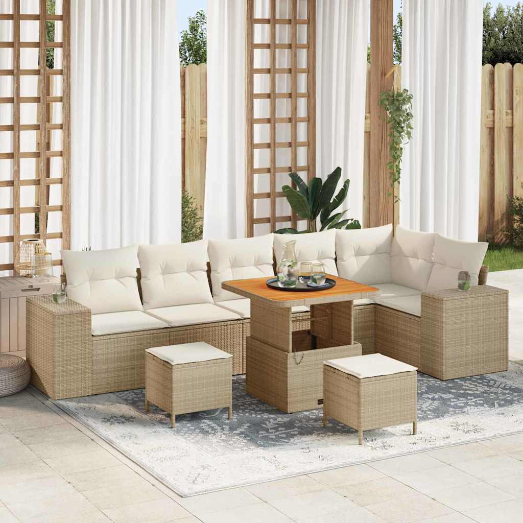 Set Divano da Giardino 9 pcs Beige polyrattan - homemem39