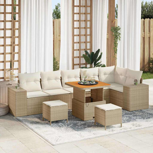 Set Divano da Giardino 9 pcs Beige polyrattan - homemem39