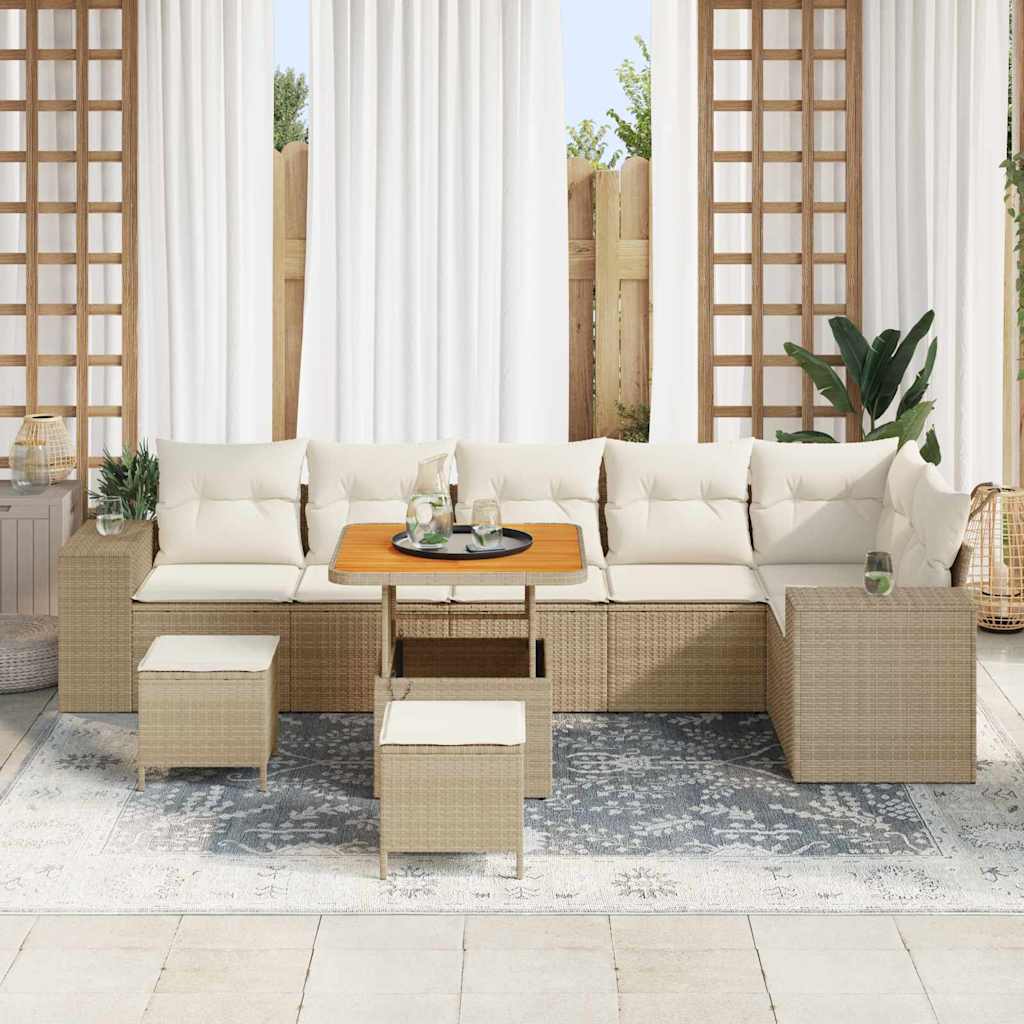 Set Divano da Giardino 9 pcs Beige polyrattan - homemem39