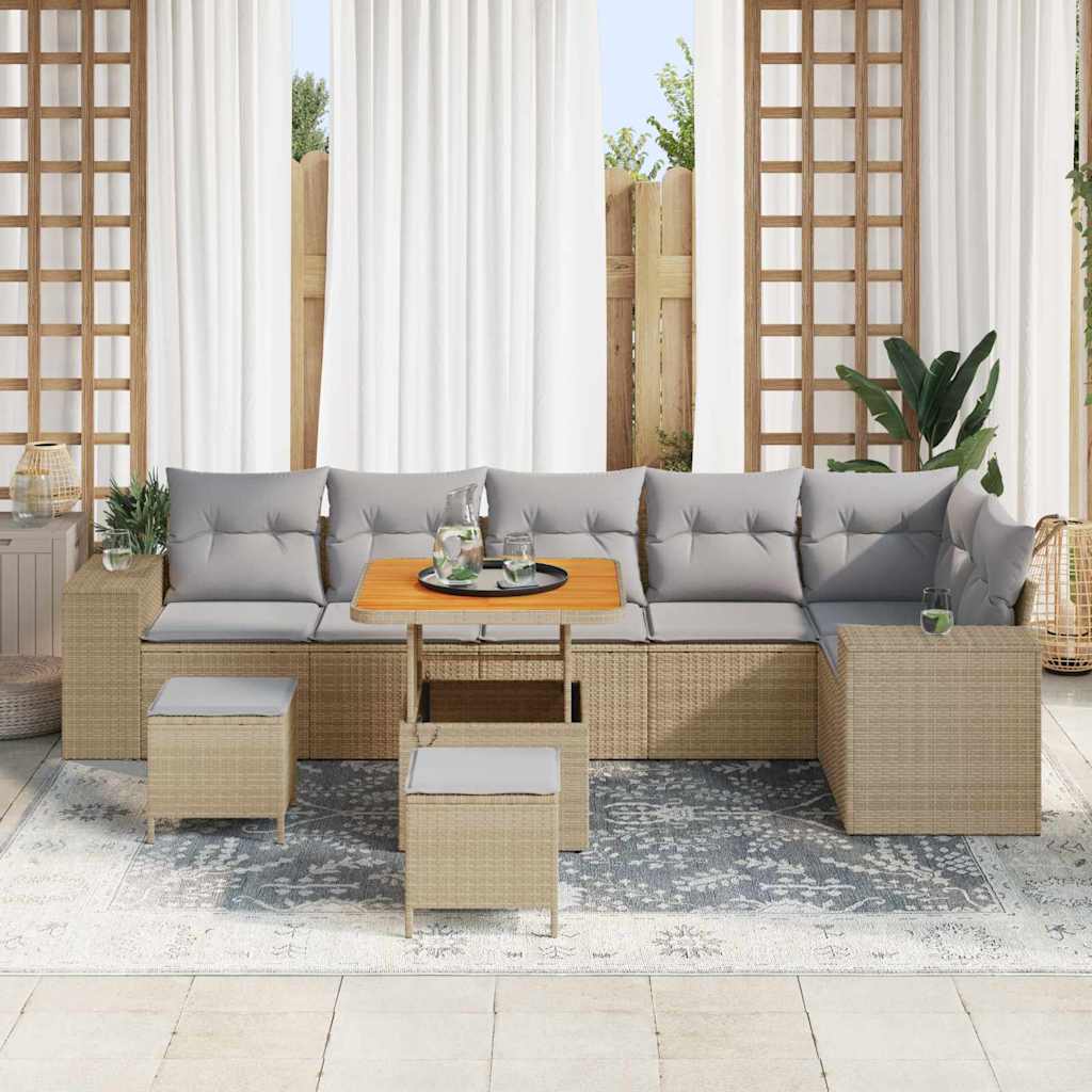 Set Divano da Giardino 9 pcs Beige polyrattan - homemem39