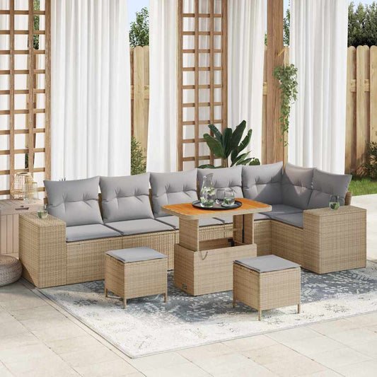 Set Divano da Giardino 9 pcs Beige polyrattan - homemem39
