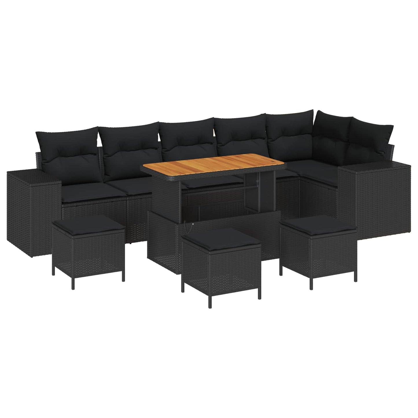 Set Divano da Giardino con cuscino 10 pcs Nero polyrattan | homemem39
