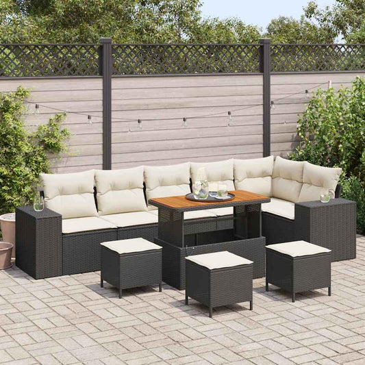 Set Divano da Giardino 10 pcs Nero polyrattan - homemem39