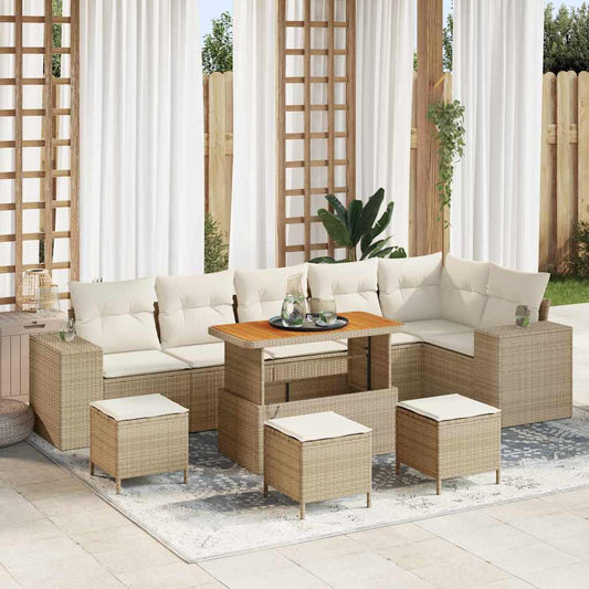 Set Divano da Giardino 10 pcs Beige polyrattan - homemem39