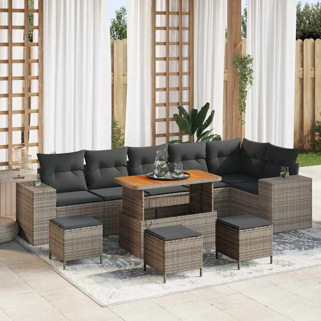 Set Divano da Giardino 10 pcs Grigio polyrattan - homemem39