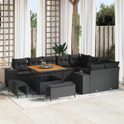 Set Divano da Giardino 12 pz Nero polyrattan | homemem39