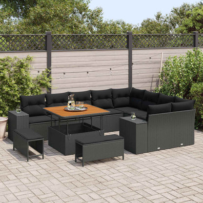 Set Divano da Giardino 12 pz Nero polyrattan | homemem39