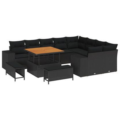Set Divano da Giardino 12 pz Nero polyrattan | homemem39