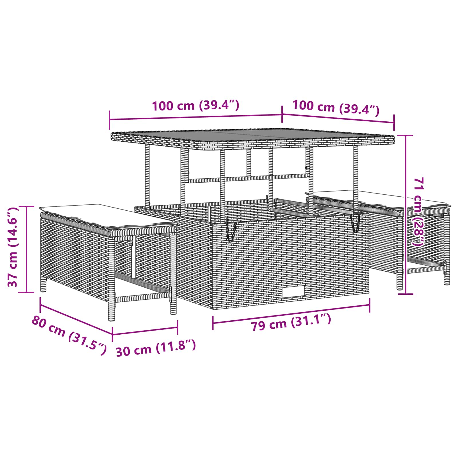 Set Divano da Giardino 12 pz Nero polyrattan | homemem39