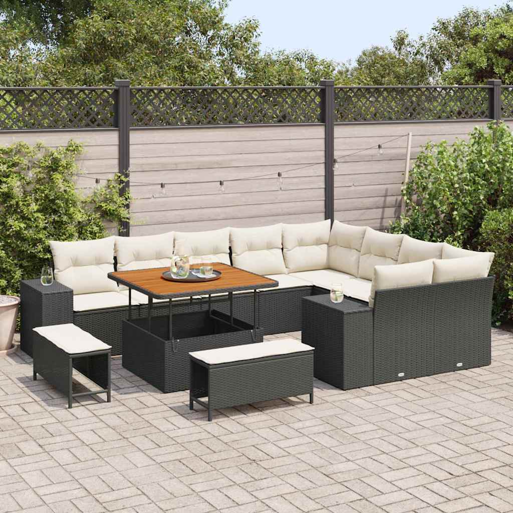 Set Divano da Giardino 12 pcs Nero polyrattan - homemem39