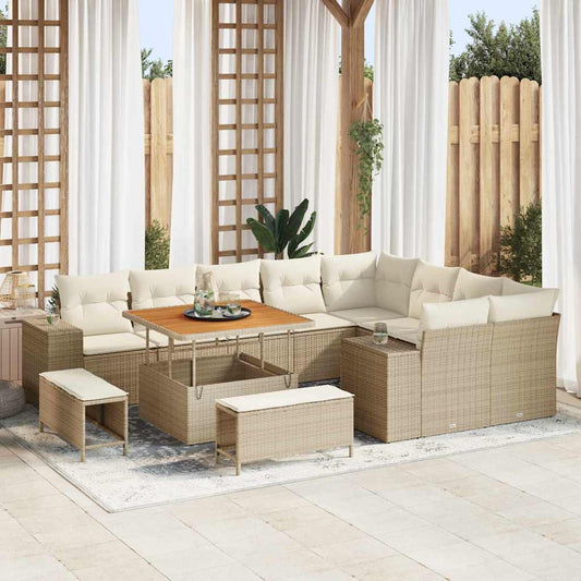 Set Divano da Giardino 12 pcs Beige polyrattan - homemem39