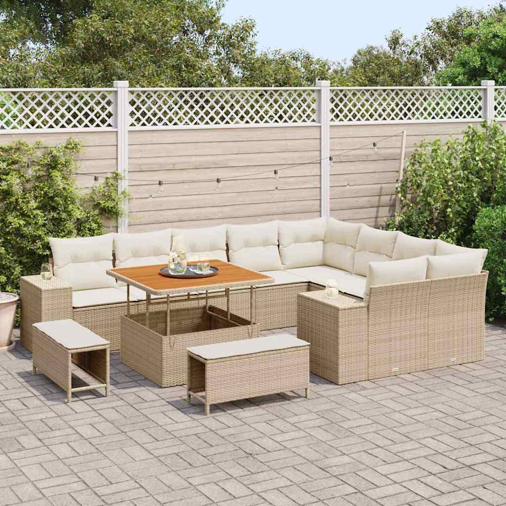 Set Divano da Giardino 12 pcs Beige polyrattan - homemem39