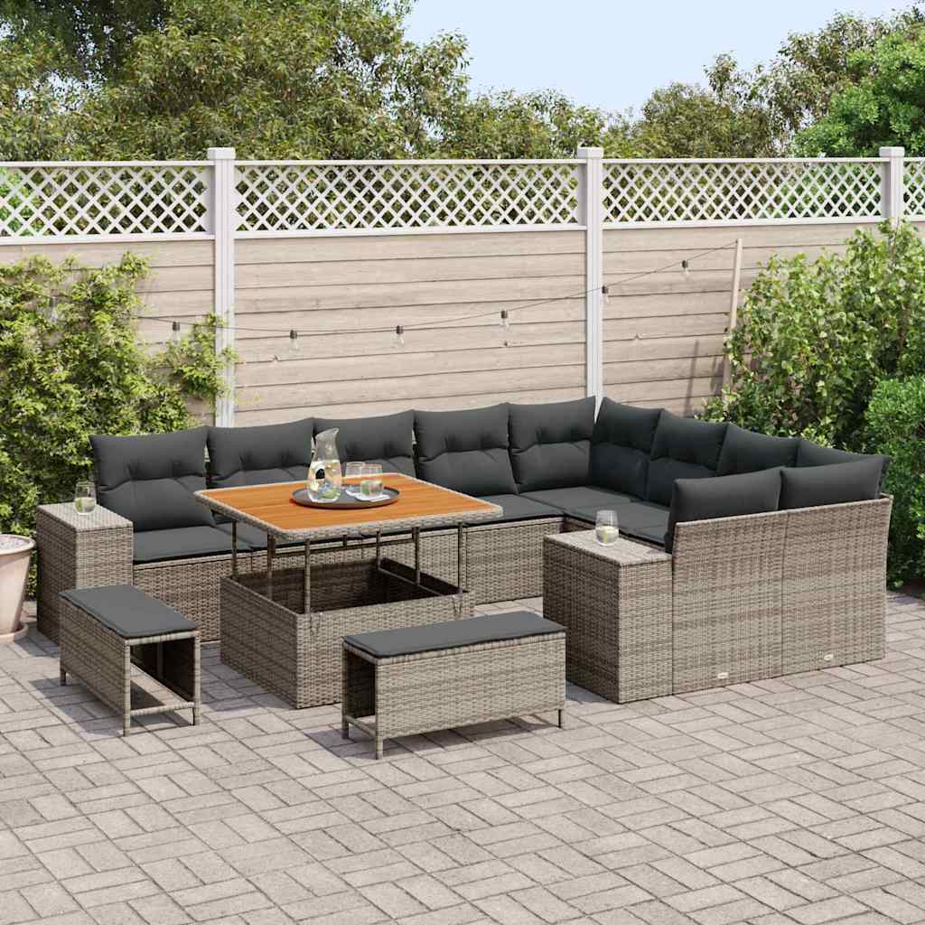 Set Divano da Giardino 12 pcs Grigio polyrattan - homemem39