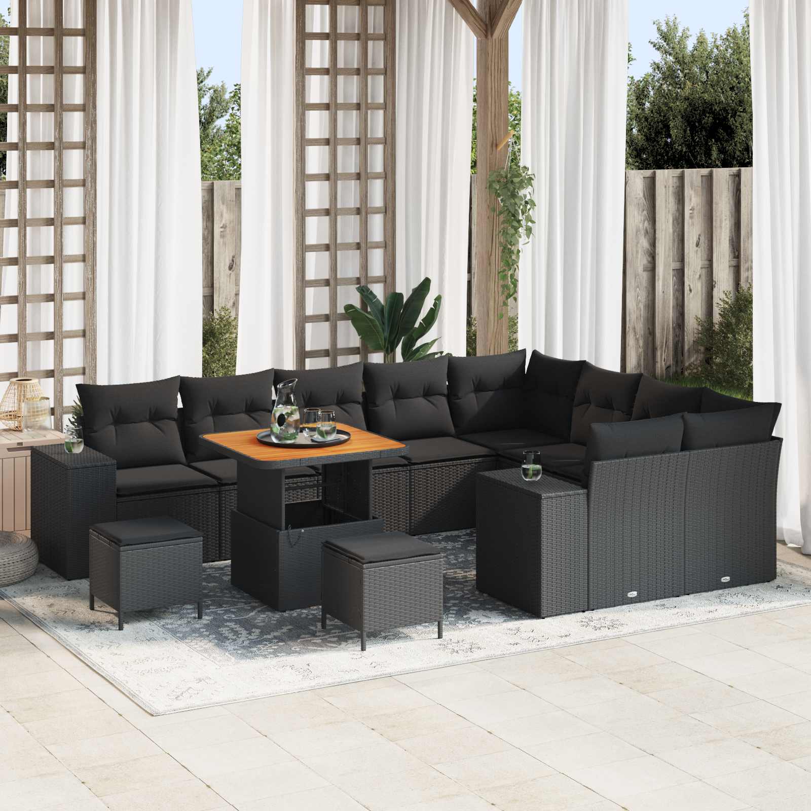 Set Divano da Giardino 12 pz Nero polyrattan | homemem39