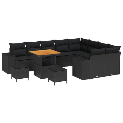 Set Divano da Giardino 12 pz Nero polyrattan | homemem39