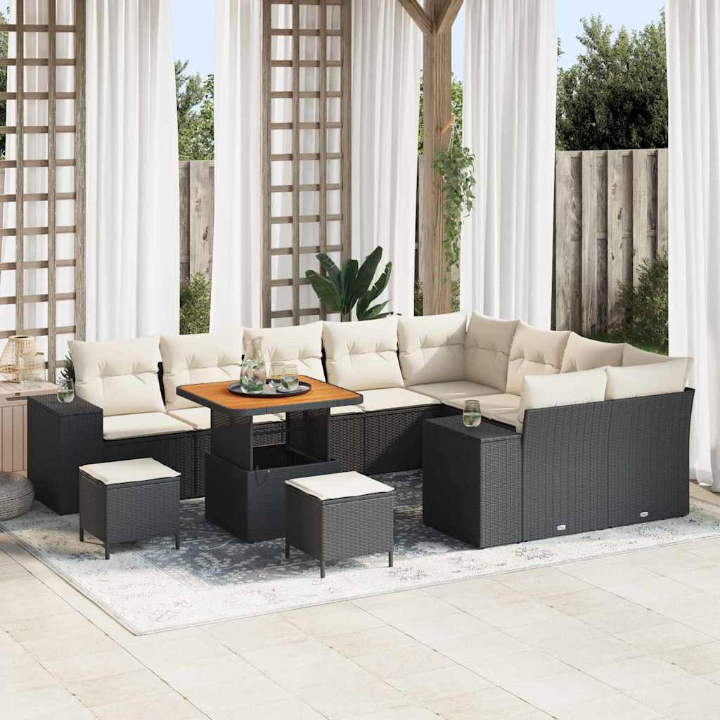 Set Divano da Giardino 12 pcs Nero polyrattan - homemem39