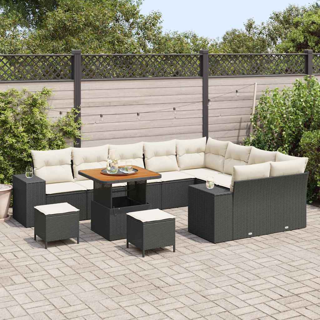 Set Divano da Giardino 12 pcs Nero polyrattan - homemem39