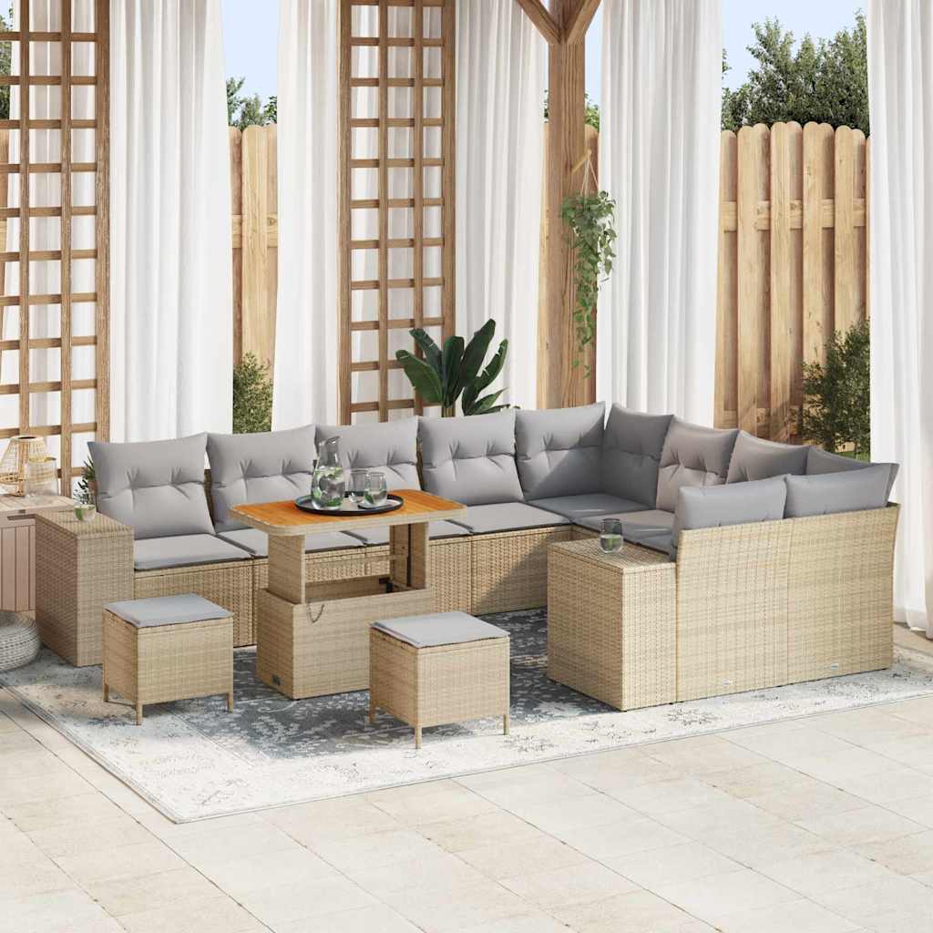 Set Divano da Giardino 12 pcs Beige polyrattan - homemem39
