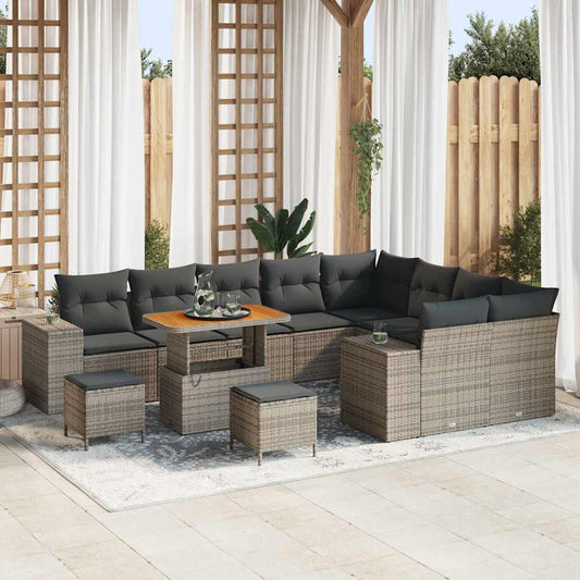 Set Divano da Giardino 12 pcs Grigio polyrattan - homemem39