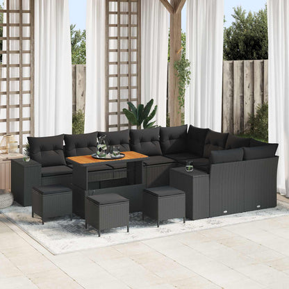 Set Divano da Giardino 13 pz Nero polyrattan | homemem39