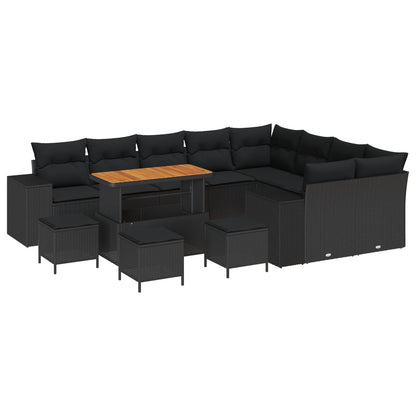 Set Divano da Giardino 13 pz Nero polyrattan | homemem39