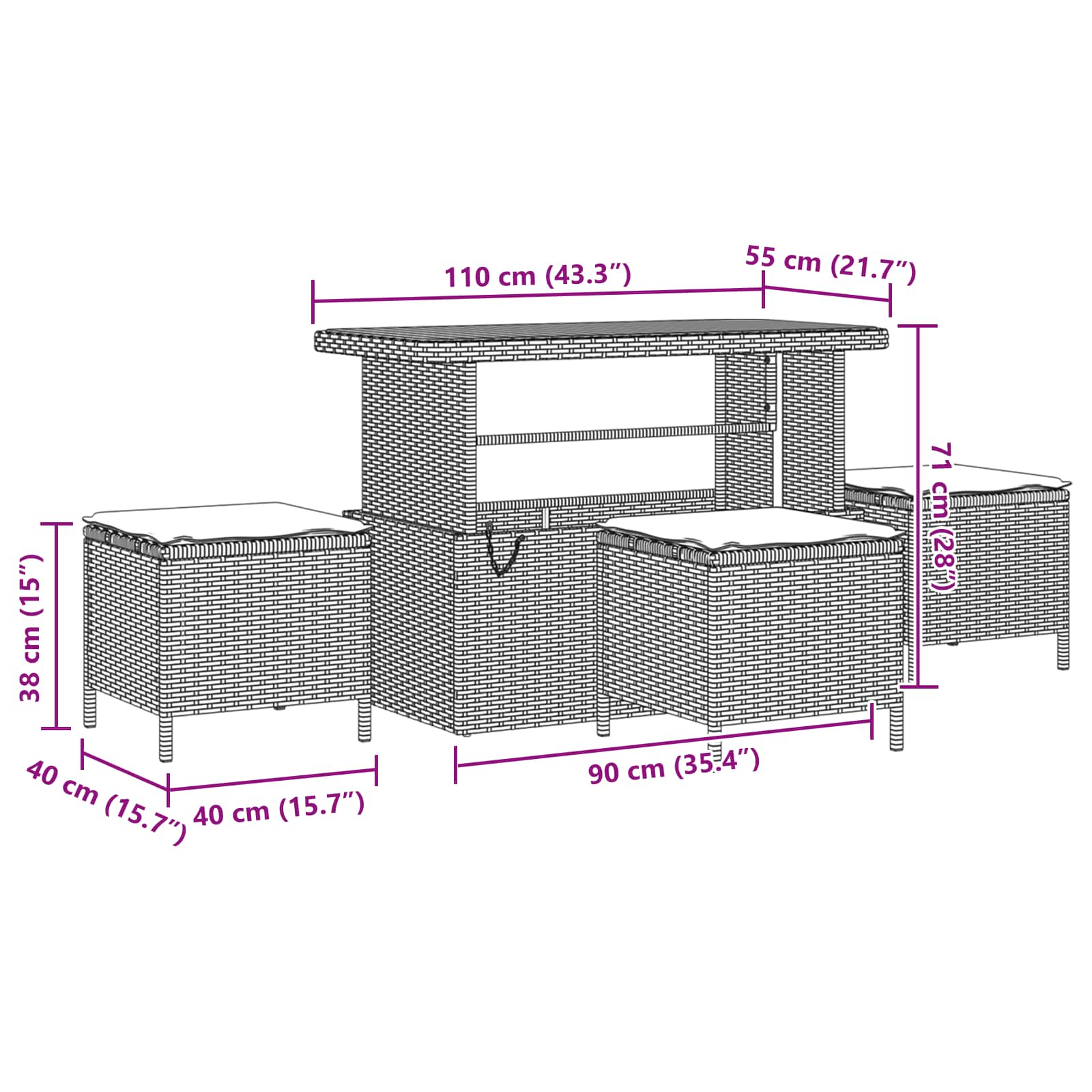 Set Divano da Giardino 13 pz Nero polyrattan | homemem39