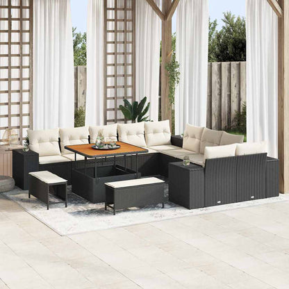 Set Divano da Giardino 13 pcs Nero polyrattan - homemem39
