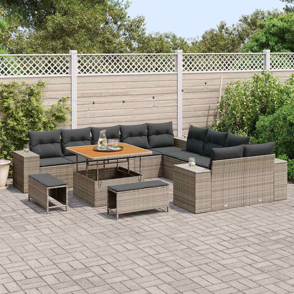 Set Divano da Giardino 13 pcs Grigio polyrattan - homemem39