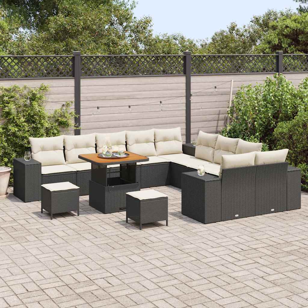 Set Divano da Giardino 13 pcs Nero polyrattan - homemem39