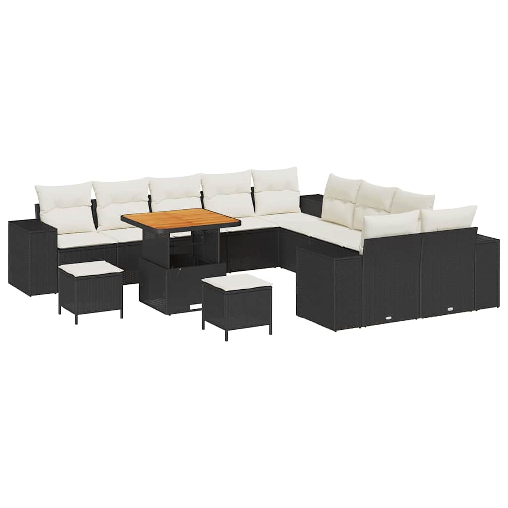 Set Divano da Giardino 13 pcs Nero polyrattan - homemem39