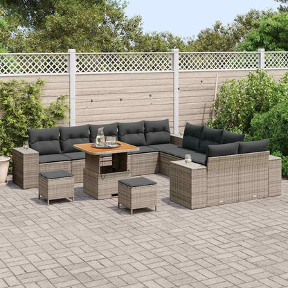 Set Divano da Giardino con cuscino 13 pcs Grigio polyrattan