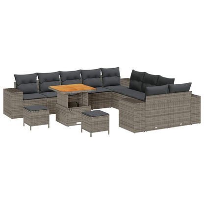 Set Divano da Giardino con cuscino 13 pcs Grigio polyrattan