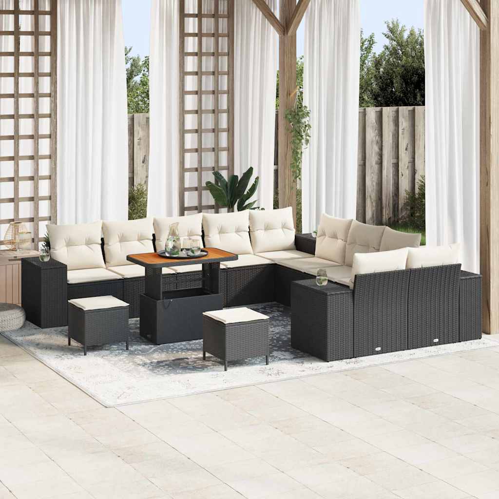 Set Divano da Giardino 13 pcs Nero polyrattan - homemem39