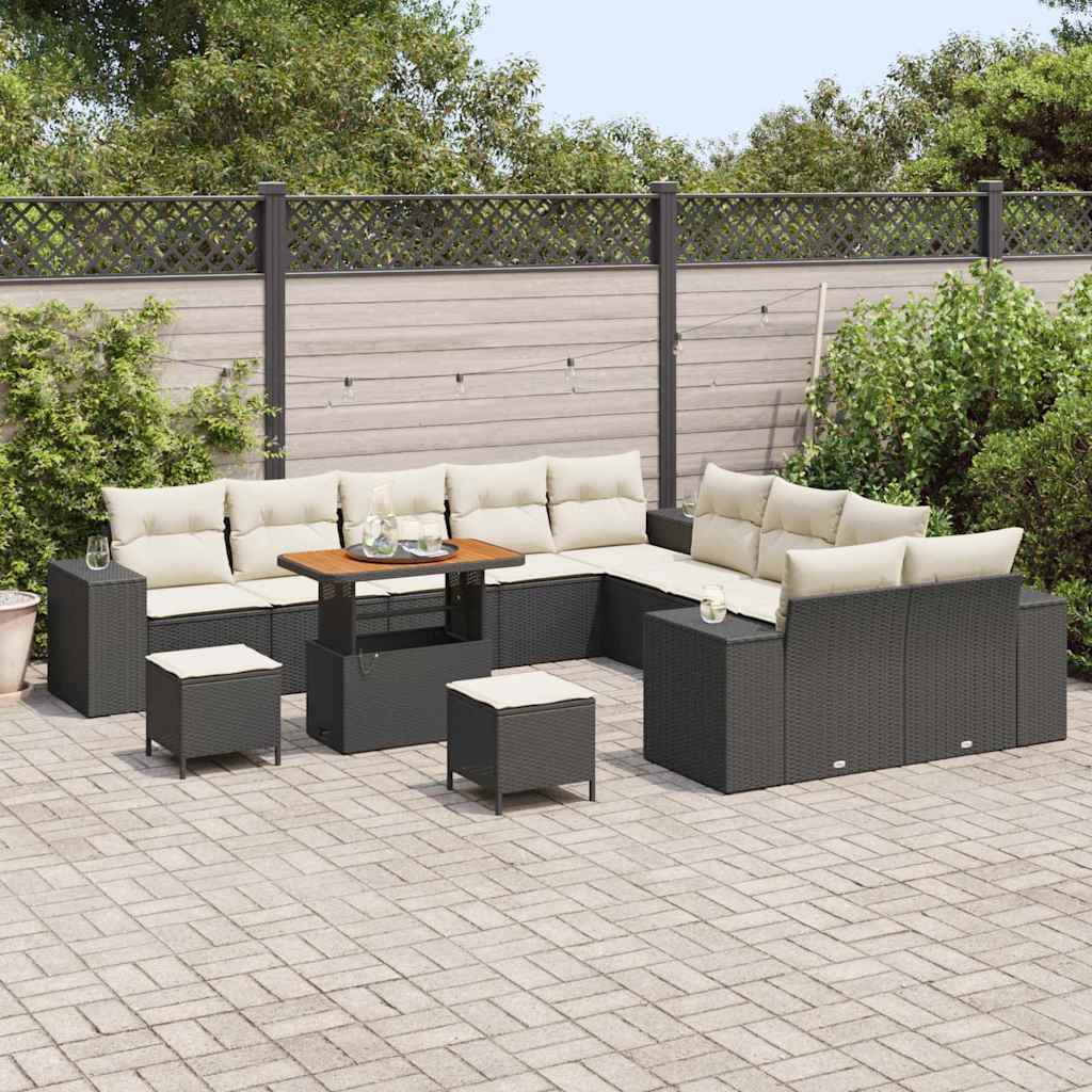 Set Divano da Giardino 13 pcs Nero polyrattan - homemem39