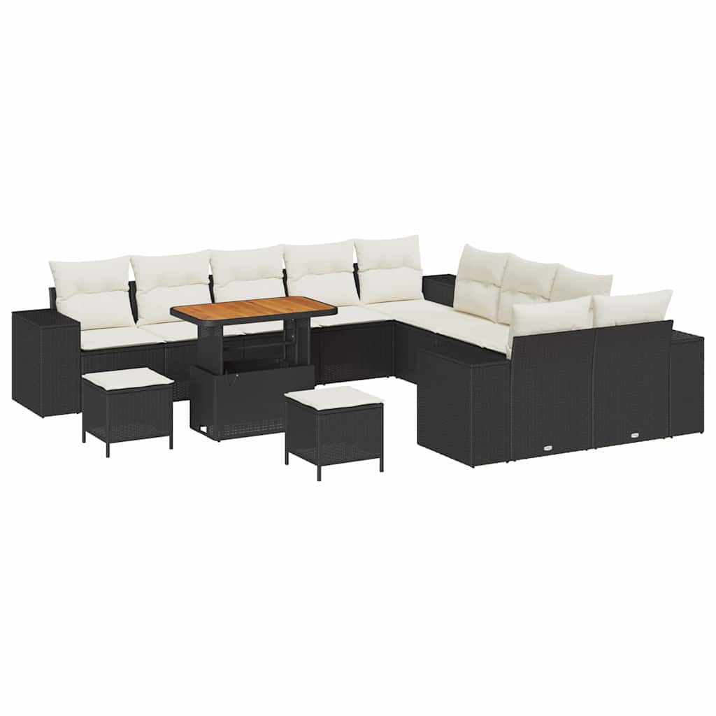 Set Divano da Giardino 13 pcs Nero polyrattan - homemem39