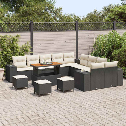 Set Divano da Giardino 14 pcs Nero polyrattan - homemem39