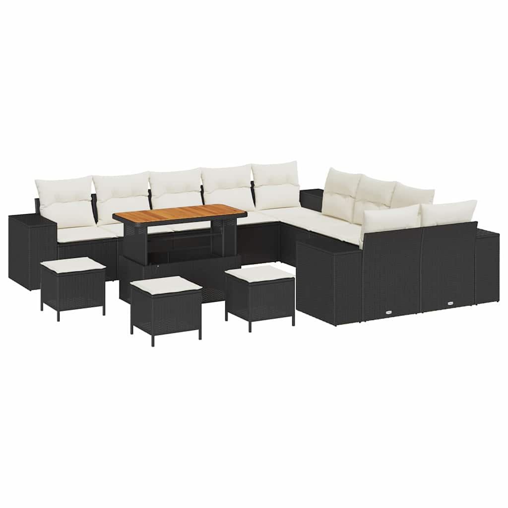 Set Divano da Giardino 14 pcs Nero polyrattan - homemem39