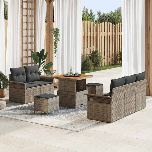 Set Divano da Giardino 8 pcs Grigio polyrattan