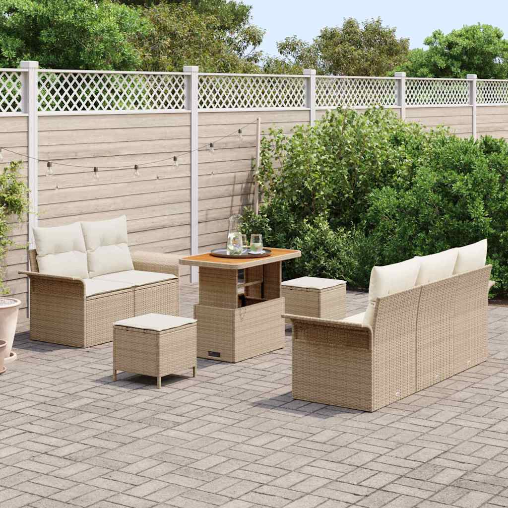 Set Divano da Giardino 8 pcs Beige polyrattan - homemem39