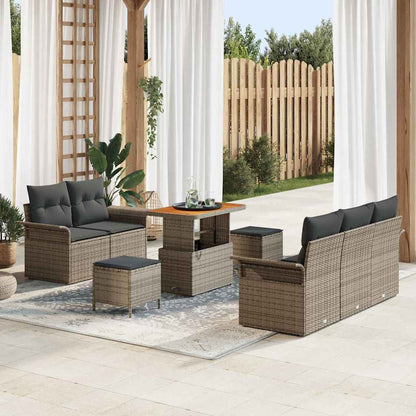 Set Divano da Giardino con cuscino 8 pcs Grigio polyrattan