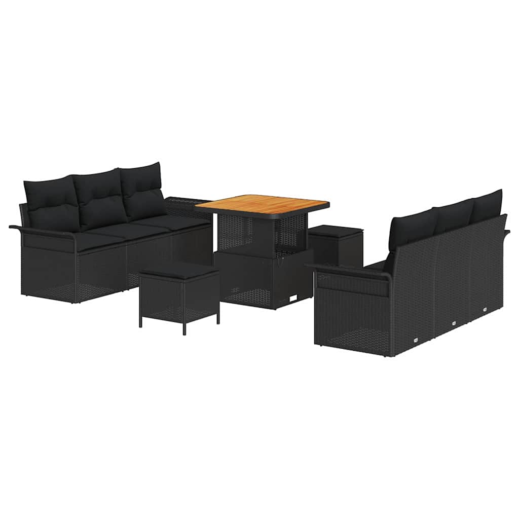 Set Divano da Giardino 9 pcs Nero polyrattan - homemem39