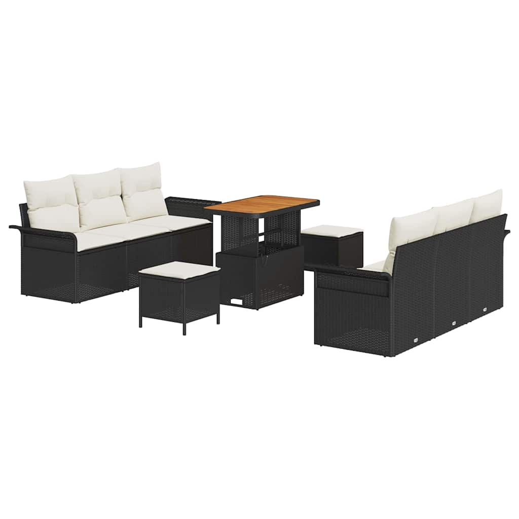 Set Divano da Giardino 9 pcs Nero polyrattan - homemem39