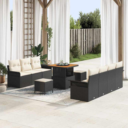 Set Divano da Giardino 10 pcs Nero polyrattan - homemem39