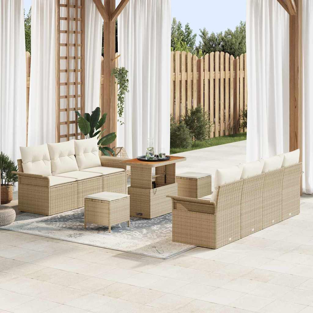 Set Divano da Giardino 10 pcs Beige polyrattan - homemem39