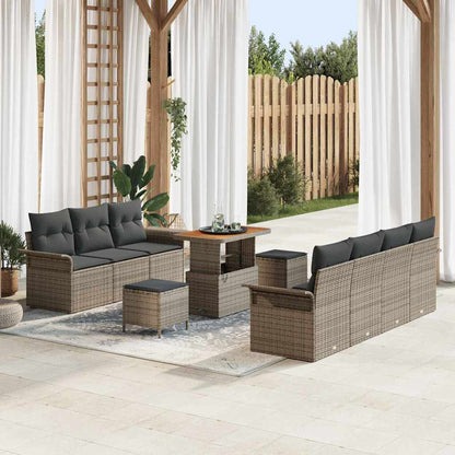 Set Divano da Giardino 10 pcs Grigio polyrattan - homemem39