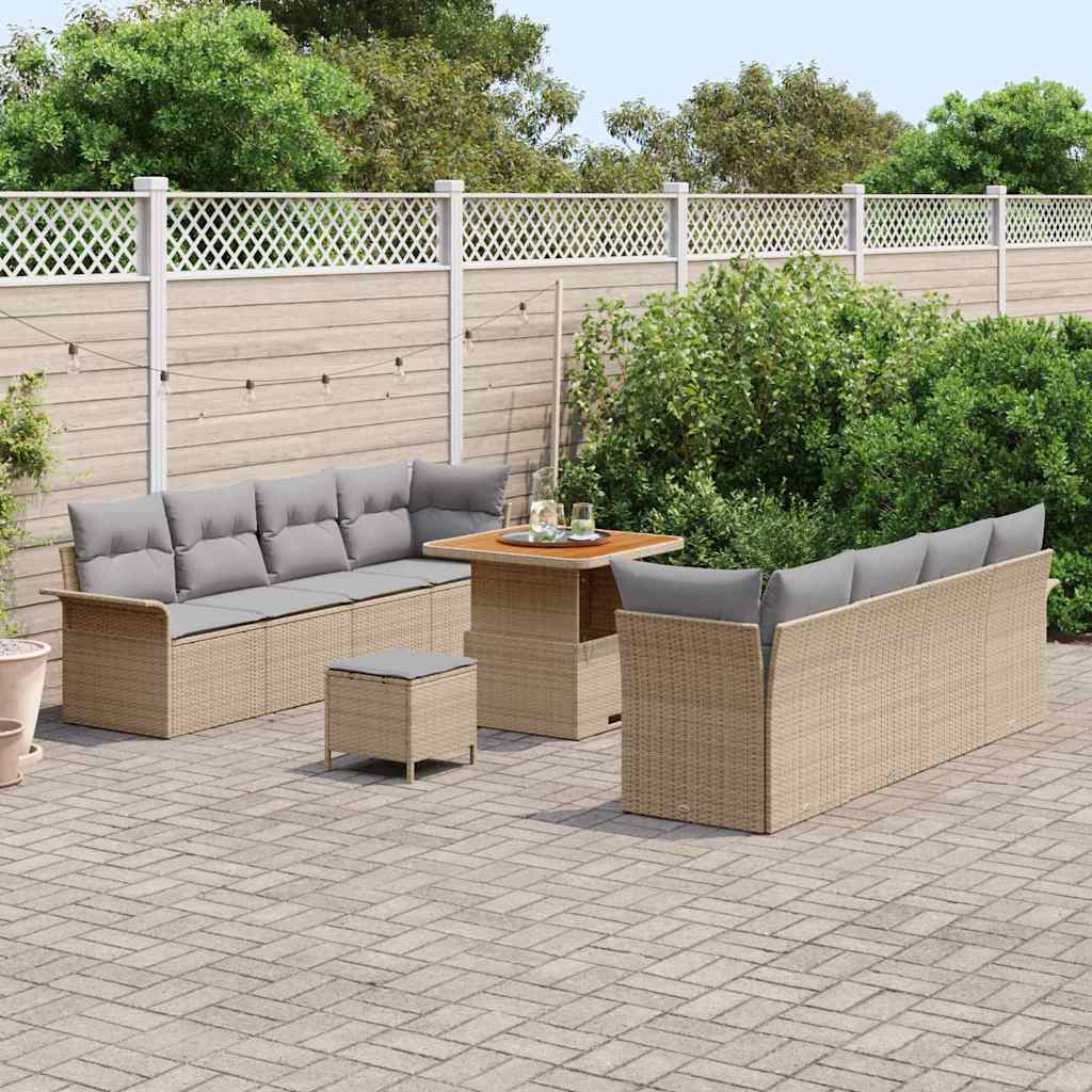 Set Divano da Giardino 11 pcs Beige polyrattan - homemem39